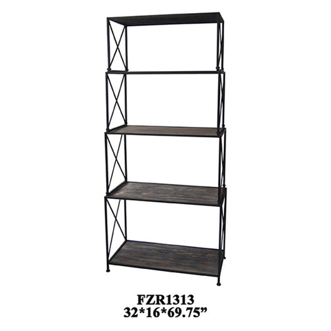 Crestview Cumberland Metal and Smoked Wood Etagere CVFZR1313
