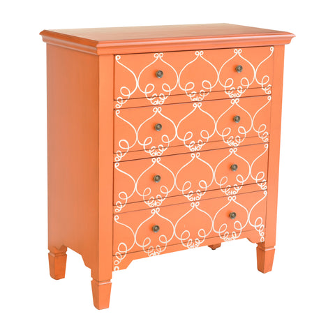 Crestview Vivid 3 Drawer Orange Chest CVFZR1317