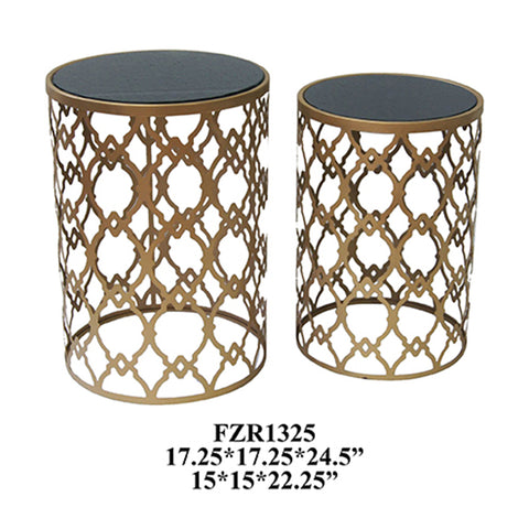 Crestview Monaco Gold and Black Mirror Tables CVFZR1325