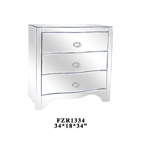 Crestview Millenium Bent Mirrored 3 Drawer Chest CVFZR1334