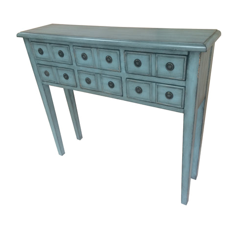 Crestview Florence 6 Drawer Teal Console CVFZR1412