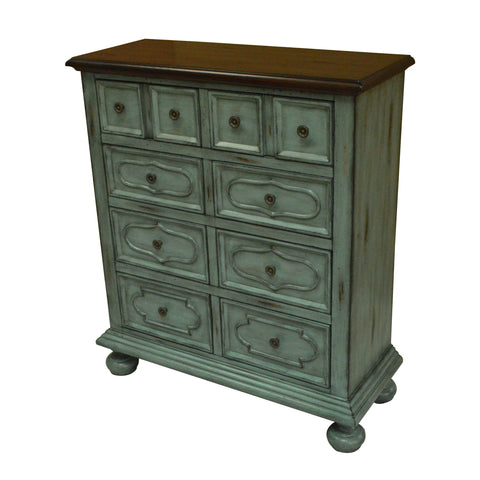 Crestview Florence 8 Drawer Tall Blue Chest CVFZR1413