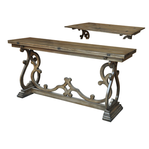 Crestview Monticello Shaped Leg Flip Out Sofa Table CVFZR1452