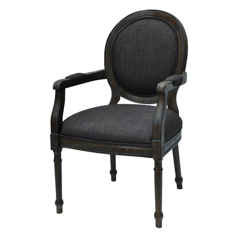 Crestview Grayson Rustic Wood and Gray Linen Chair CVFZR1475