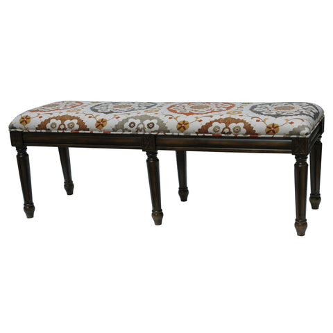 Crestview Hutchison Pattern Fabric Bench CVFZR1477