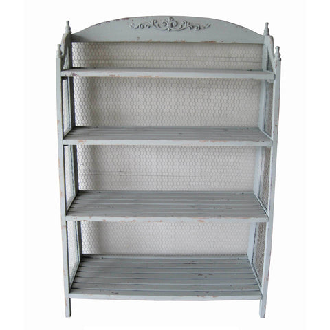 Crestview Lydia Pale Grey and Chicken Wire Bookshelf CVFZR1512