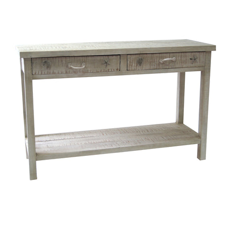 Crestview Seaside White Coastal Console Table CVFZR1520