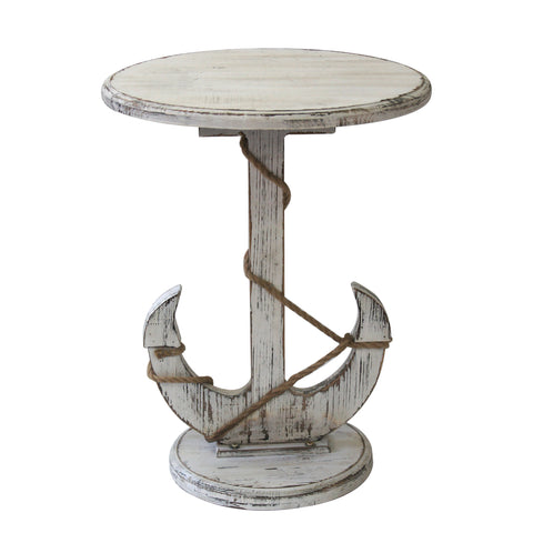 Crestview Harbor Distressed White Anchor Table CVFZR1527