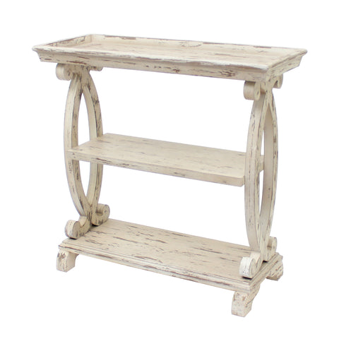 Crestview Newport Distressed White Shaped Console Table CVFZR1538