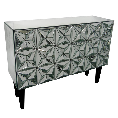 Crestview Hollywood Geometric Mirror 2 Door Cabinet CVFZR667