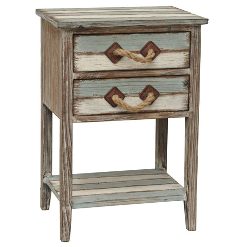 Crestview Nantucket 2 Drawer Weathered Wood Accent Table CVFZR693