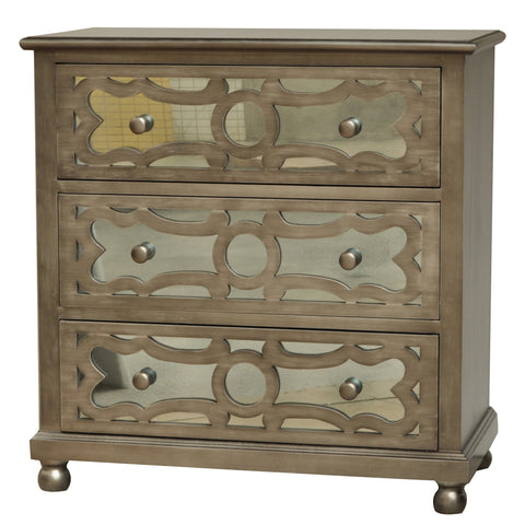 Crestview Preston 3 Drawer Pewter w/ Antique Mirror CVFZR702