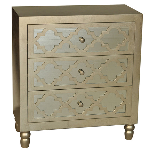 Crestview Newcastle 3 Drawer Silver Leaf Chest CVFZR717