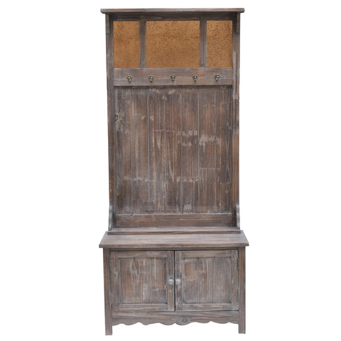 Crestview Rustic 2 Door Ant Mirror Hall Tree CVFZR773