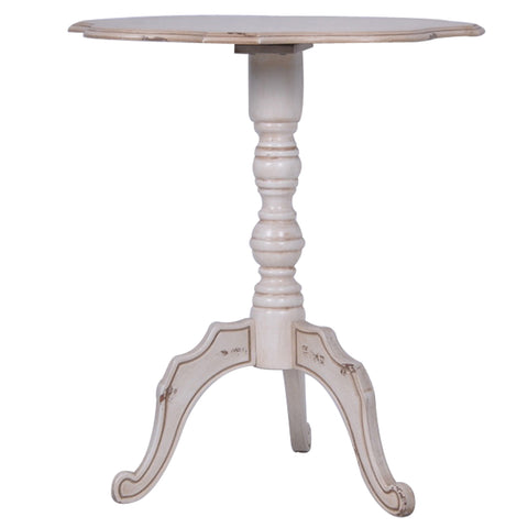 Crestview Ashleigh Scalloped Ant White Accent Table CVFZR786