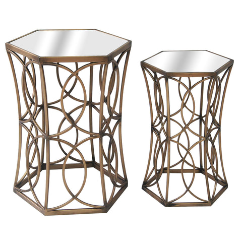 Crestview Hawthorne Antique Gold Metal Accent Tables CVFZR871