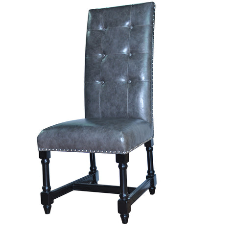 Crestview Camden Grey Leather Side Chair w/ Nailhead Trim CVFZR898