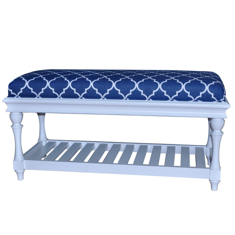 Crestview Atlantic Blue and White Accent Bench CVFZR900
