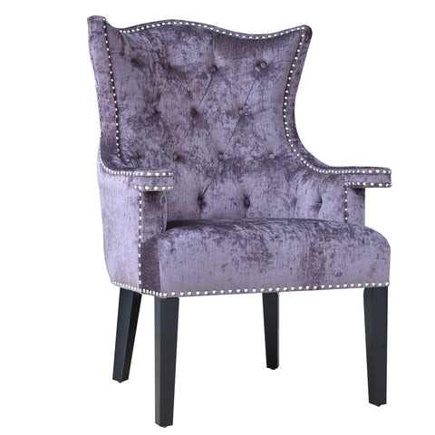 Crestview Fifth Avenue Upholstered Eggplant Velvet Chair w/ Nailhead Trim CVFZR905
