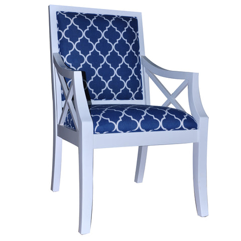 Crestview Atlantic Blue and White Accent Chair CVFZR908
