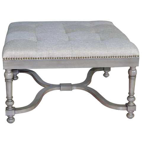 Crestview Baroque Linen Ottoman w/ Nailhead Trim CVFZR909