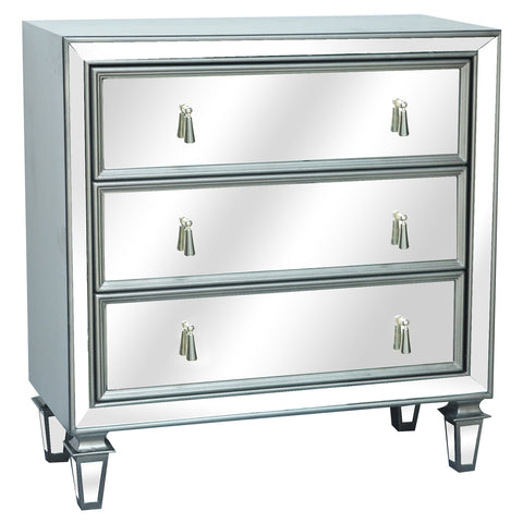 Crestview Hollywood 3 Drawer Gunmetal & Mirrored Chest CVFZR930