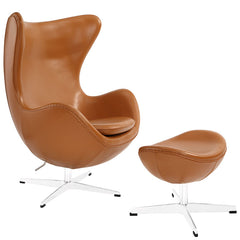 Glove Leather Lounge Chair and Ottoman