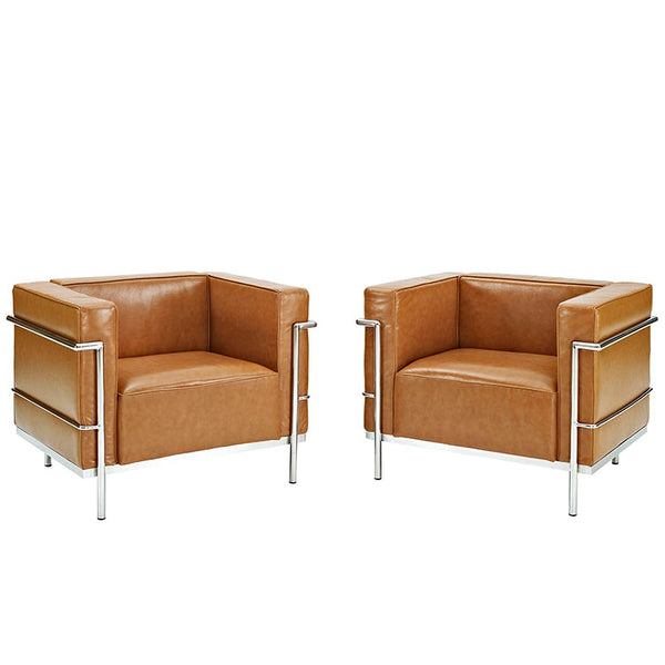 Charles Grande Armchairs Leather Set Of 2