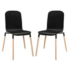 Stack Dining Chairs Wood Set of 2