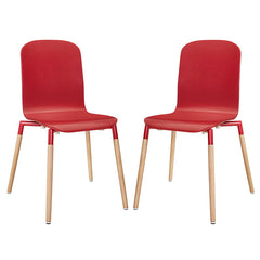 Stack Dining Chairs Wood Set of 2