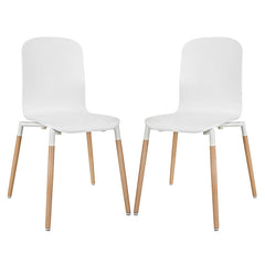 Stack Dining Chairs Wood Set of 2