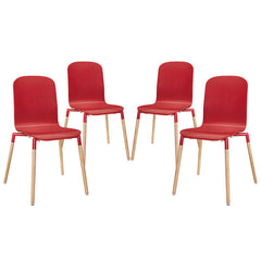 Stack Dining Chairs Wood Set of 4
