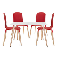 Stack Dining Chairs and Table Wood Set of 5