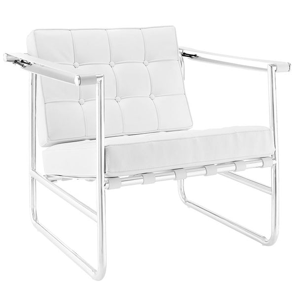 Serene Stainless Steel Upholstered Vinyl Lounge Chair