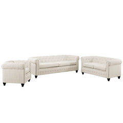 Earl 3 Piece Upholstered Fabric Living Room Set
