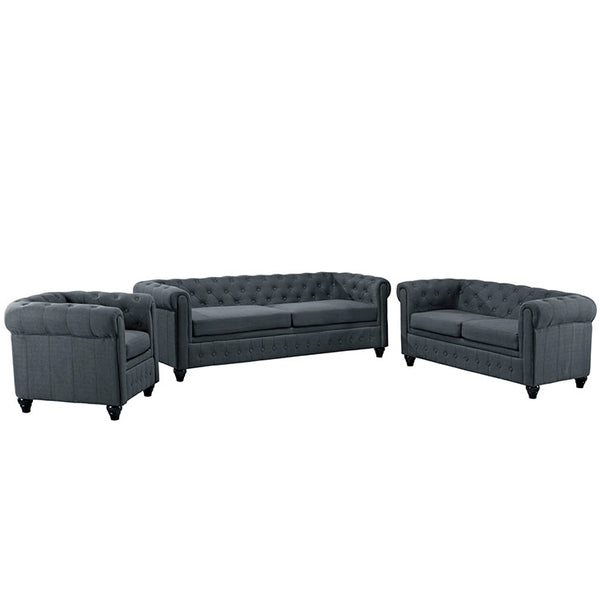Earl 3 Piece Upholstered Fabric Living Room Set