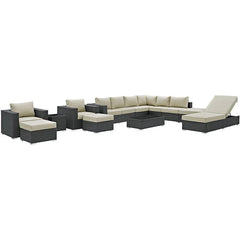Sojourn 12 Piece Outdoor Patio Sunbrella® Sectional Set