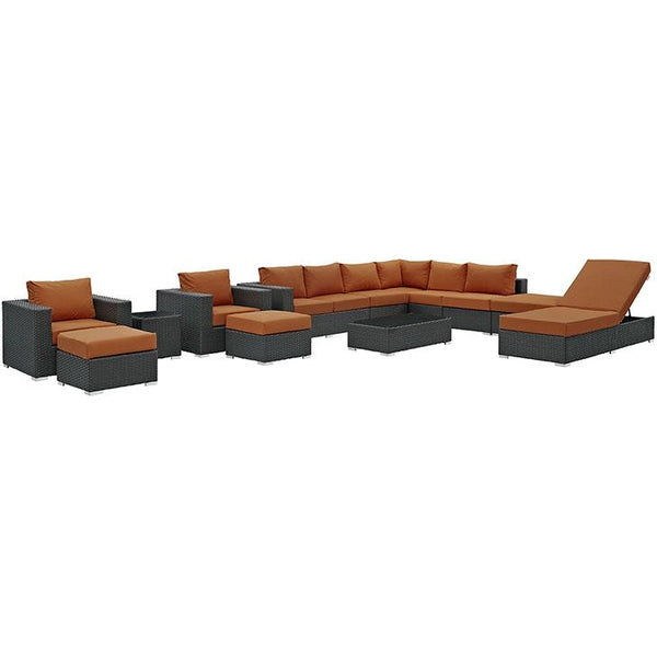 Sojourn 12 Piece Outdoor Patio Sunbrella® Sectional Set