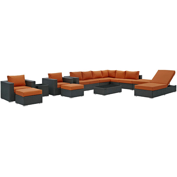Sojourn 12 Piece Outdoor Patio Sunbrella® Sectional Set