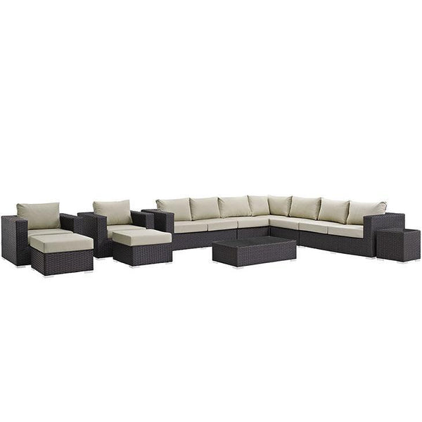 Sojourn 11 Piece Outdoor Patio Sunbrella® Sectional Set