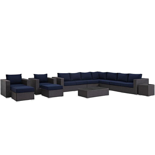 Sojourn 11 Piece Outdoor Patio Sunbrella® Sectional Set