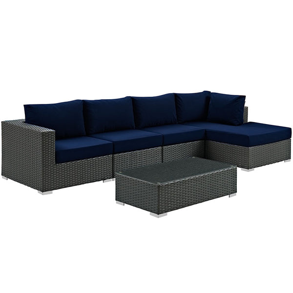 Sojourn 5 Piece Outdoor Patio Sunbrella® Sectional Set