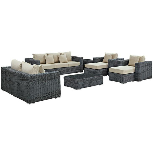 Summon 9 Piece Outdoor Patio Sunbrella® Sectional Set