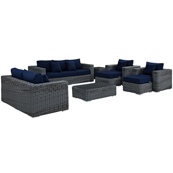 Summon 9 Piece Outdoor Patio Sunbrella® Sectional Set