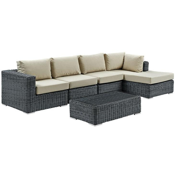 Summon 5 Piece Outdoor Patio Sunbrella® Sectional Set