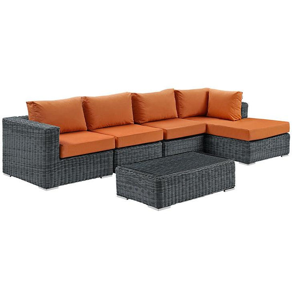 Summon 5 Piece Outdoor Patio Sunbrella® Sectional Set