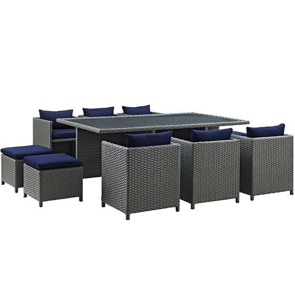 Sojourn 11 Piece Outdoor Patio Sunbrella® Dining Set