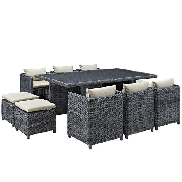 Summon 11 Piece Outdoor Patio Sunbrella® Dining Set
