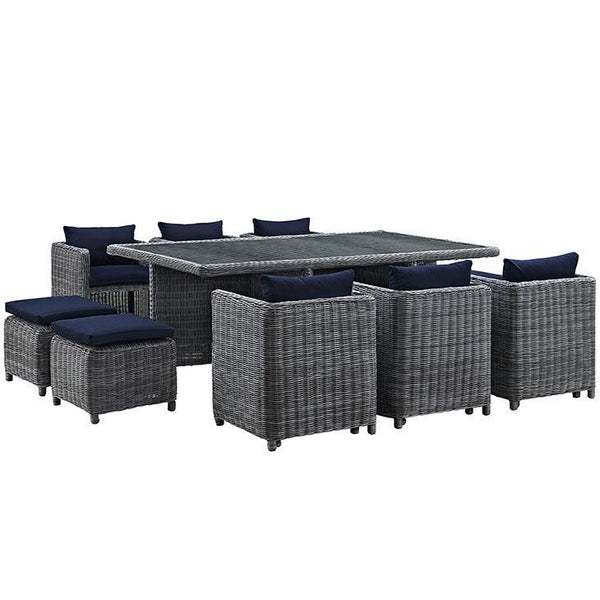 Summon 11 Piece Outdoor Patio Sunbrella® Dining Set