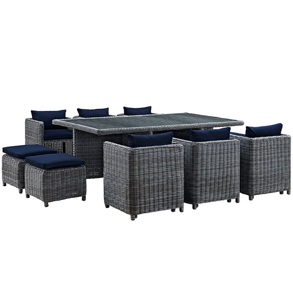 Summon 11 Piece Outdoor Patio Sunbrella® Dining Set